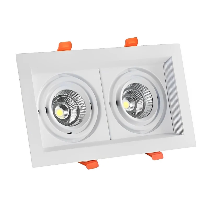 Inbouwspot Dubbel LED Aluminium Wit 24W Plafond Woonkamer Keuken Winkel Verstelbaar Downlight Inbouw Armatuur Modern | Sansoti