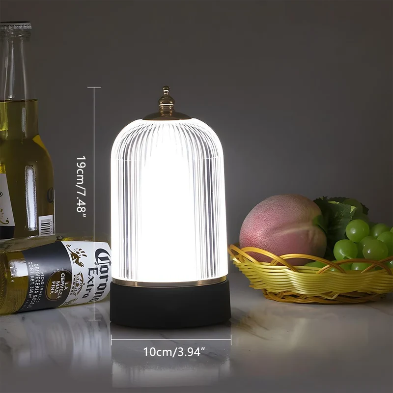 Tafellamp Lantaarn Oplaadbaar Dimbaar Metaal Acryl Zwart Sfeerverlichting Slaapkamer Woonkamer Nachtlamp Touch Vintage | Sansoti