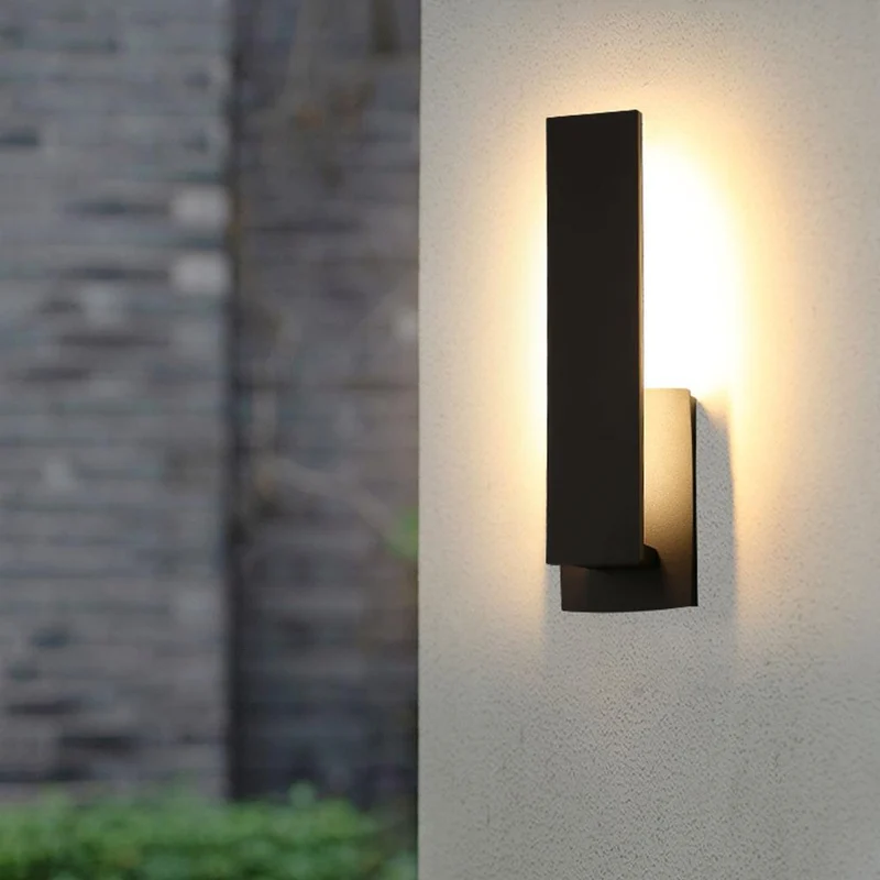 Buitenwandlamp LED Aluminium Zwart Rechthoek IP54 Gevel Voordeur Terras 8W 12W Warmwit 3000K Wandlamp Buiten Modern Minimalistische | Sansoti