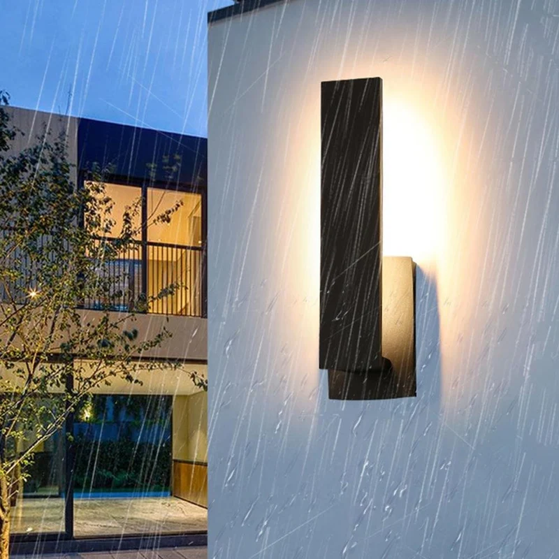 Buitenwandlamp LED Aluminium Zwart Rechthoek IP54 Gevel Voordeur Terras 8W 12W Warmwit 3000K Wandlamp Buiten Modern Minimalistische | Sansoti