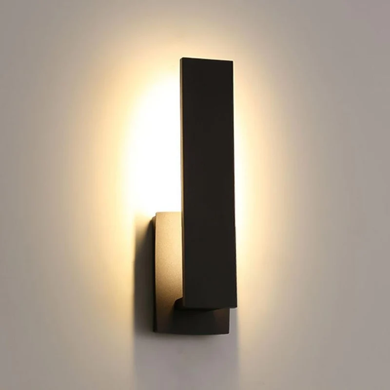 Buitenwandlamp LED Aluminium Zwart Rechthoek IP54 Gevel Voordeur Terras 8W 12W Warmwit 3000K Wandlamp Buiten Modern Minimalistische | Sansoti