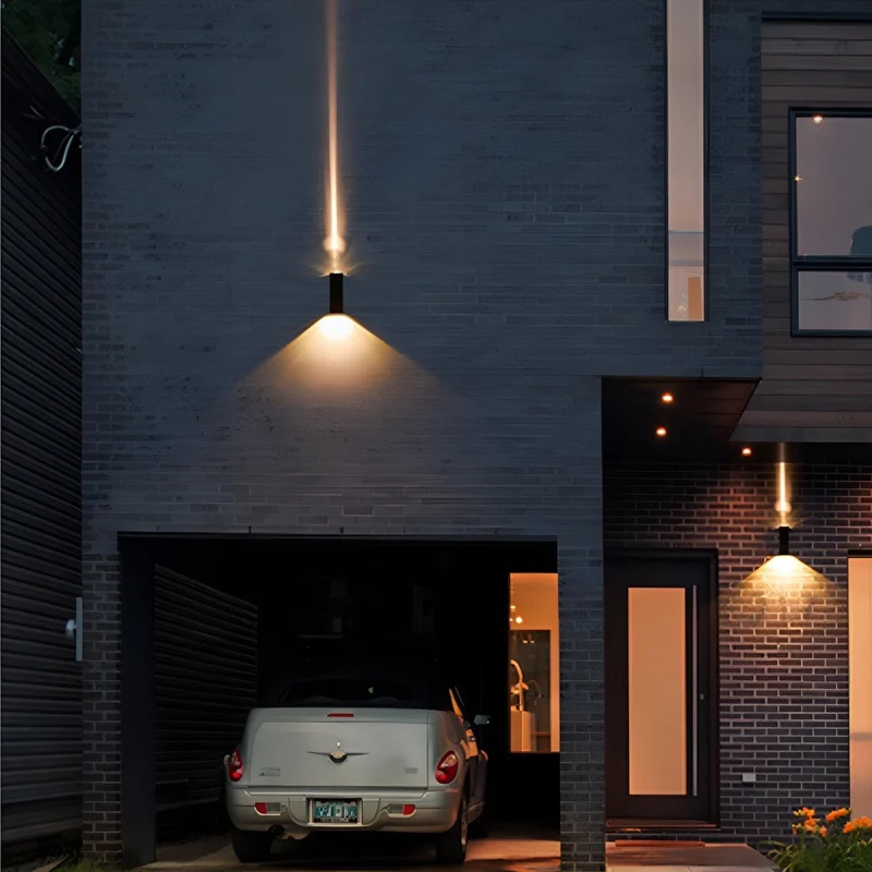 Buitenwandlamp LED Up Down Aluminium Zwart IP65 Gevel Terras Veranda Warmwit 3000K Wandspot Buitenverlichting Modern Sfeerlamp | Sansoti