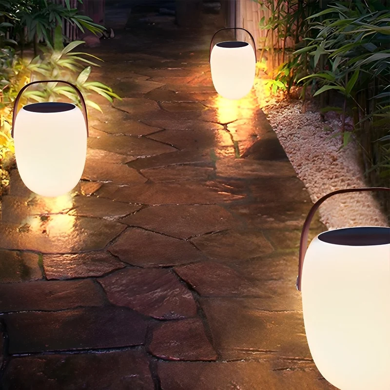 Tafellamp Buiten Draagbaar Solar LED Wit Tuin Terras PE Hengsel Warmwit 3000K Oplaadbaar Lantaarn Sfeerverlichting Camping Balkon | Sansoti