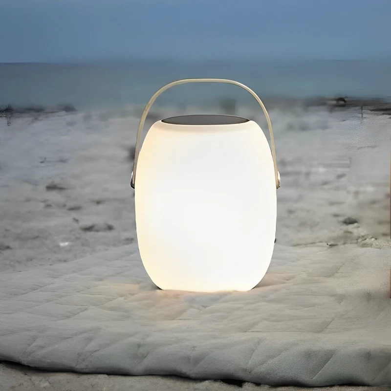 Tafellamp Buiten Draagbaar Solar LED Wit Tuin Terras PE Hengsel Warmwit 3000K Oplaadbaar Lantaarn Sfeerverlichting Camping Balkon | Sansoti