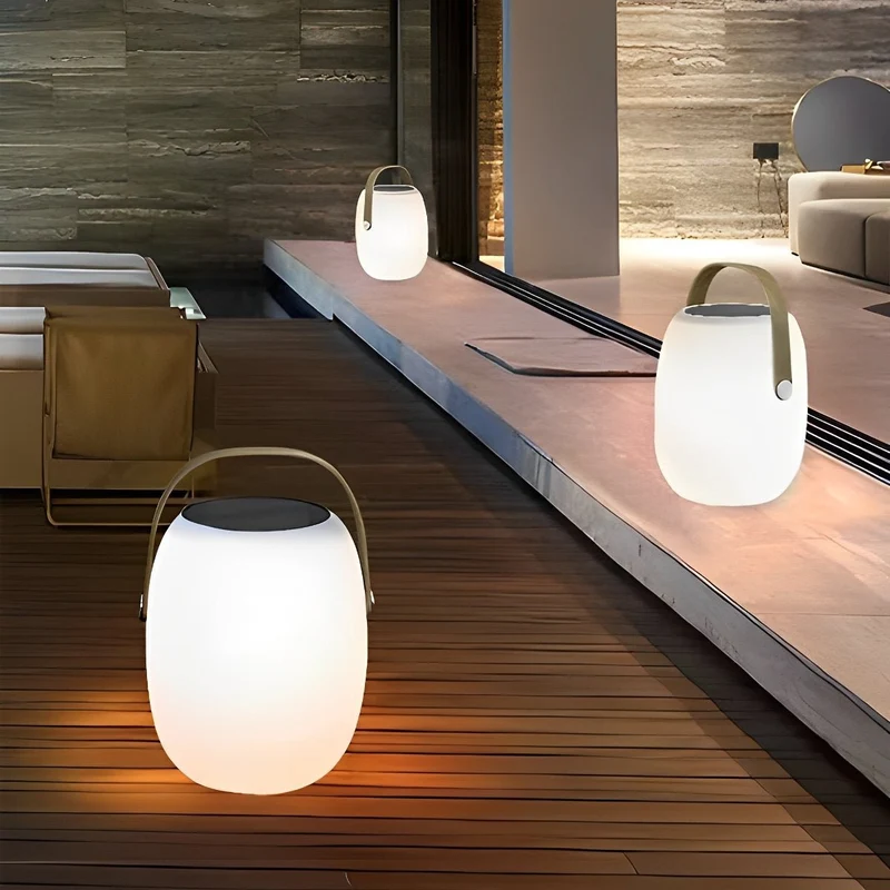 Tafellamp Buiten Draagbaar Solar LED Wit Tuin Terras PE Hengsel Warmwit 3000K Oplaadbaar Lantaarn Sfeerverlichting Camping Balkon | Sansoti