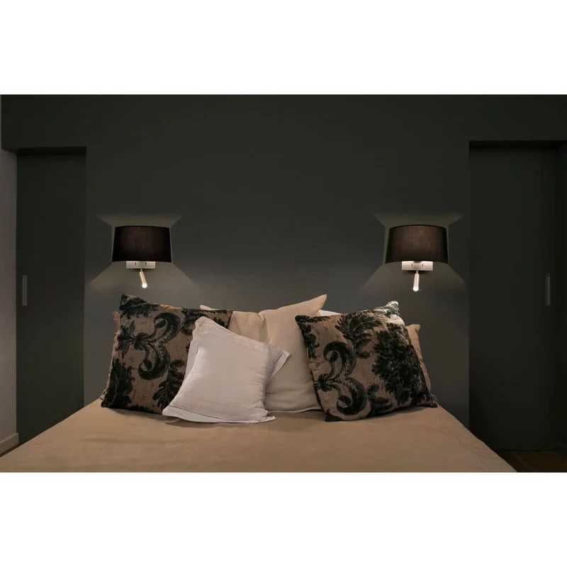 Wandlampe VOLTA mit LED-Leselicht 2700K Nickel, Schwarz