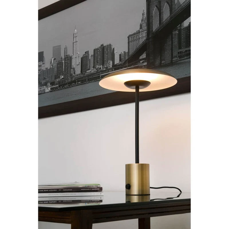 LED Tischlampe HOSHI Goldfarben-Satin, Schwarz