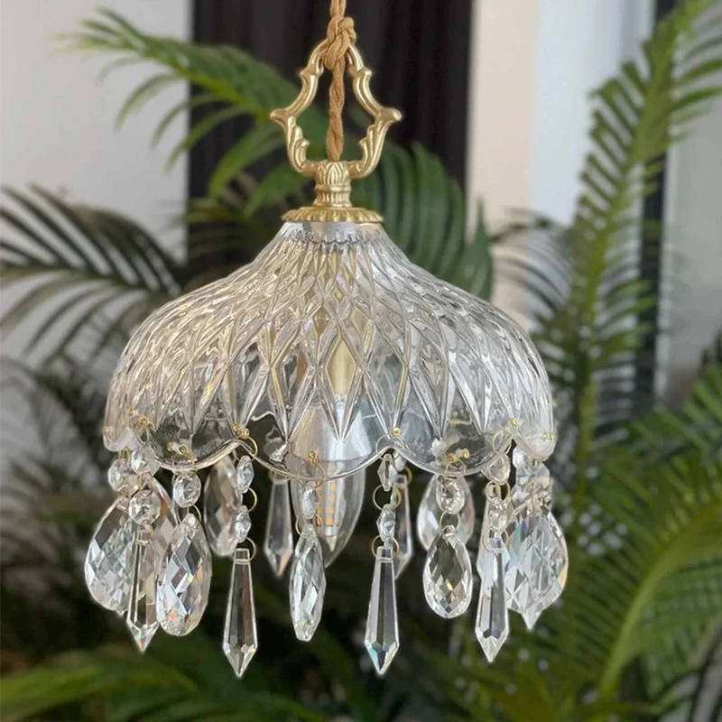 Kristallen Hanglamp Messing Glas Vintage Frans 15cm 20cm E14 | Sansoti