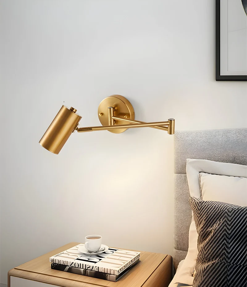 Wandlamp Verstelbare Arm LED Metaal Goud Zwart Slaapkamer Leeslamp Draaibaar Flexibel Bedlamp Woonkamer | Sansoti