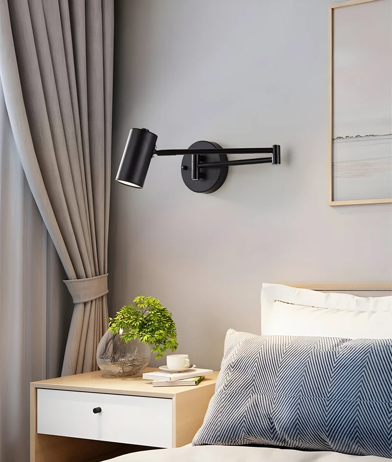Wandlamp Verstelbare Arm LED Metaal Goud Zwart Slaapkamer Leeslamp Draaibaar Flexibel Bedlamp Woonkamer | Sansoti