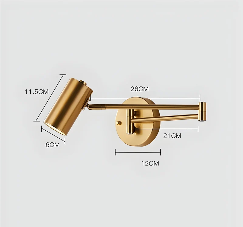 Wandlamp Verstelbare Arm LED Metaal Goud Zwart Slaapkamer Leeslamp Draaibaar Flexibel Bedlamp Woonkamer | Sansoti
