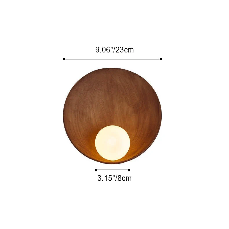 Wandlamp Resin Glas Rond 23x23cm Wit Houtkleur G4 Slaapkamer Woonkamer Sfeerverlichting | Sansoti
