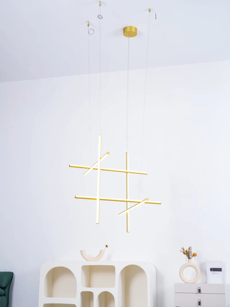 Gridline Kroonluchter LED Aluminium Goud Zwart Woonkamer Eetkamer 3000K 4000K 6000K Modulair Lijnarmatuur Plafondlamp | Sansoti