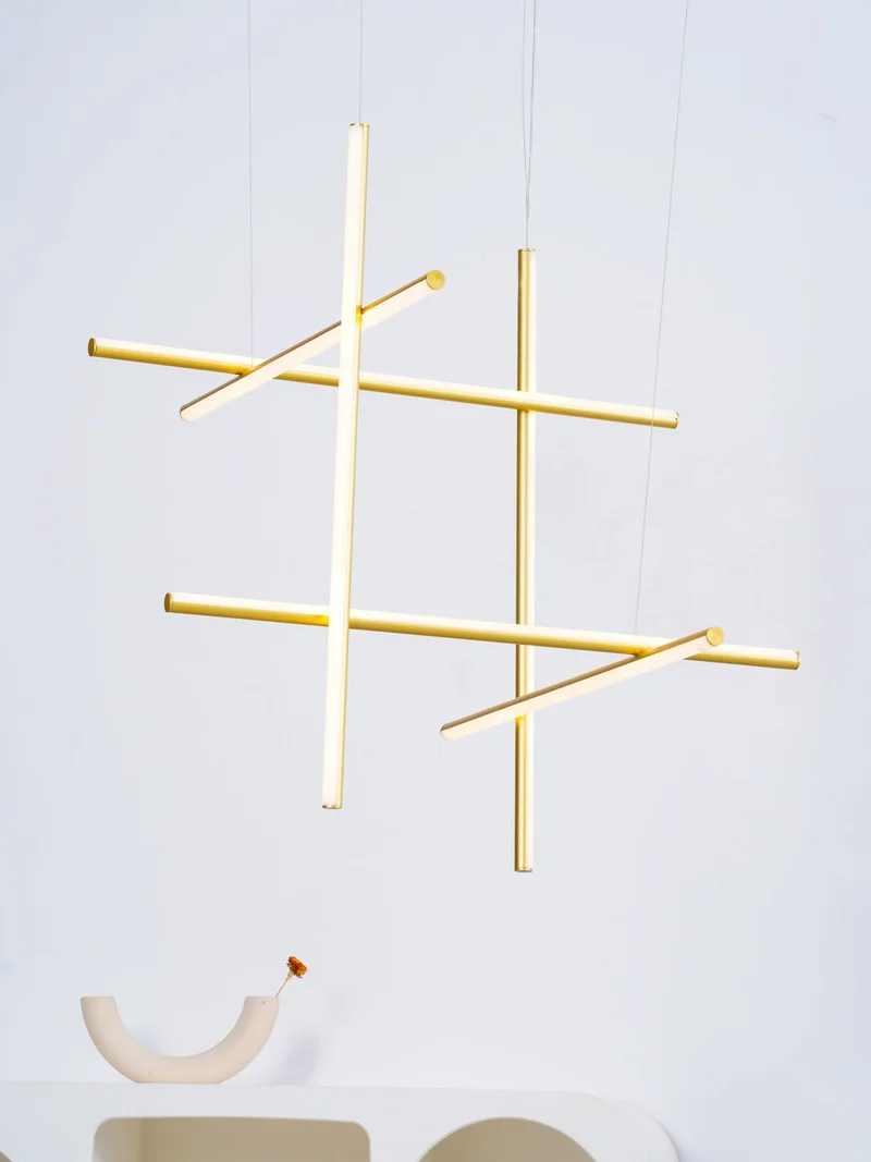 Gridline Kroonluchter LED Aluminium Goud Zwart Woonkamer Eetkamer 3000K 4000K 6000K Modulair Lijnarmatuur Plafondlamp | Sansoti