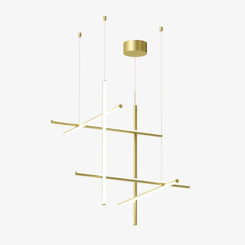 Gridline Kroonluchter LED Aluminium Goud Zwart Woonkamer Eetkamer 3000K 4000K 6000K Modulair Lijnarmatuur Plafondlamp | Sansoti