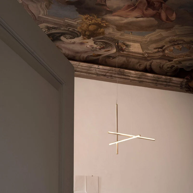 Gridline Kroonluchter LED Aluminium Goud Zwart Woonkamer Eetkamer 3000K 4000K 6000K Modulair Lijnarmatuur Plafondlamp | Sansoti