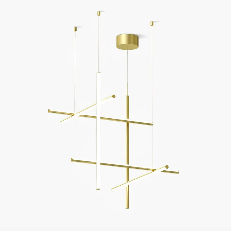 Gridline Kroonluchter LED Aluminium Goud Zwart Woonkamer Eetkamer 3000K 4000K 6000K Modulair Lijnarmatuur Plafondlamp | Sansoti