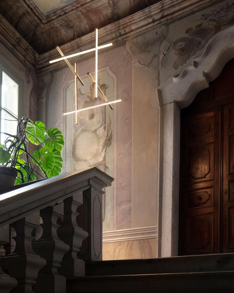 Gridline Kroonluchter LED Aluminium Goud Zwart Woonkamer Eetkamer 3000K 4000K 6000K Modulair Lijnarmatuur Plafondlamp | Sansoti