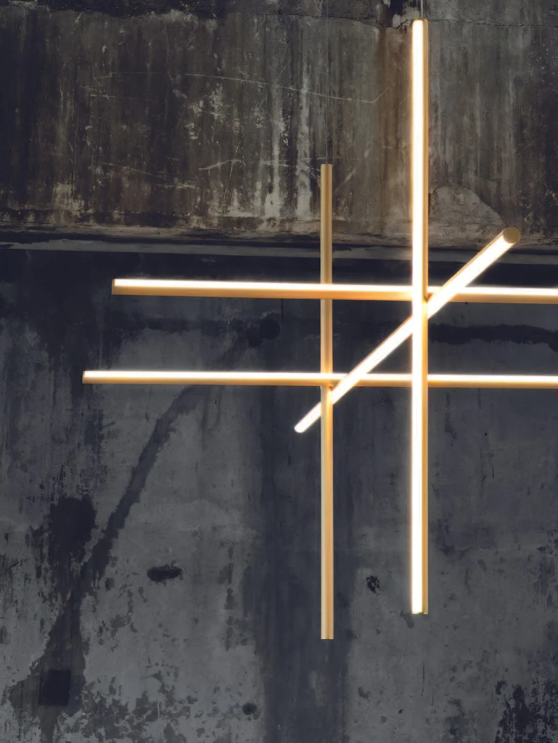 Gridline Kroonluchter LED Aluminium Goud Zwart Woonkamer Eetkamer 3000K 4000K 6000K Modulair Lijnarmatuur Plafondlamp | Sansoti