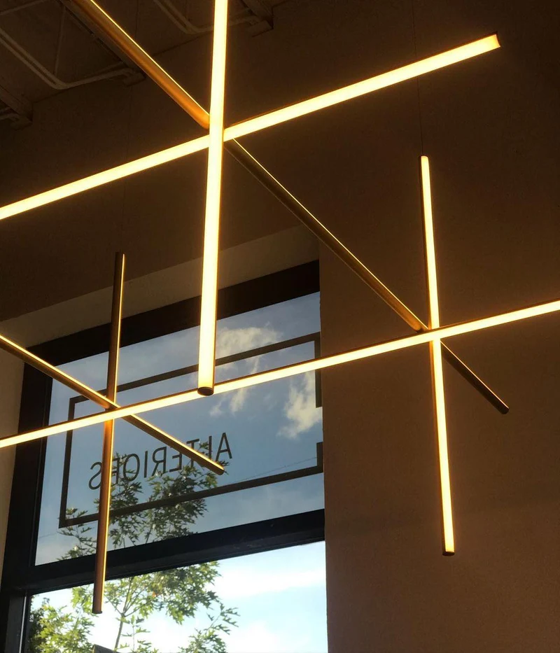 Gridline Kroonluchter LED Aluminium Goud Zwart Woonkamer Eetkamer 3000K 4000K 6000K Modulair Lijnarmatuur Plafondlamp | Sansoti
