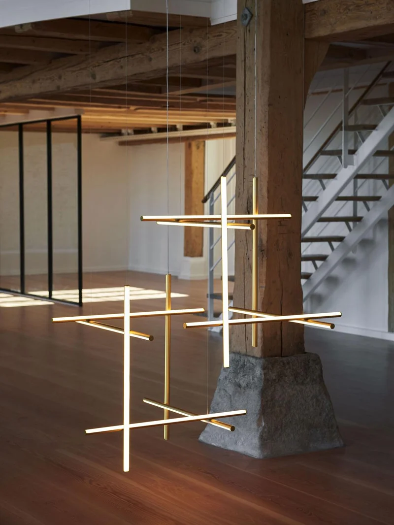 Gridline Kroonluchter LED Aluminium Goud Zwart Woonkamer Eetkamer 3000K 4000K 6000K Modulair Lijnarmatuur Plafondlamp | Sansoti