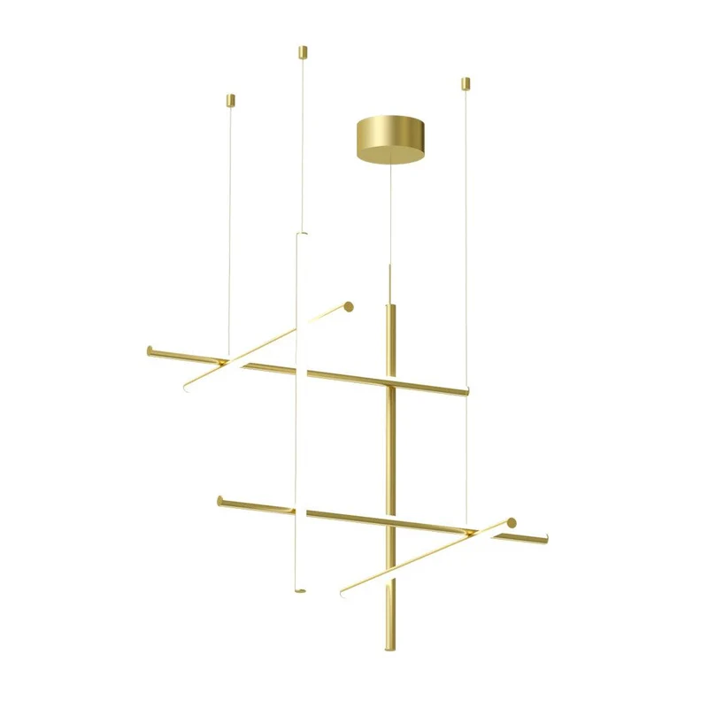 Gridline Kroonluchter LED Aluminium Goud Zwart Woonkamer Eetkamer 3000K 4000K 6000K Modulair Lijnarmatuur Plafondlamp | Sansoti