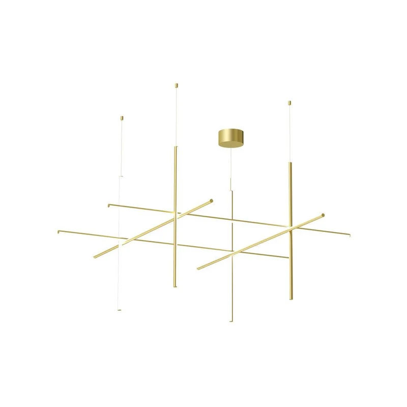 Gridline Kroonluchter LED Aluminium Goud Zwart Woonkamer Eetkamer 3000K 4000K 6000K Modulair Lijnarmatuur Plafondlamp | Sansoti