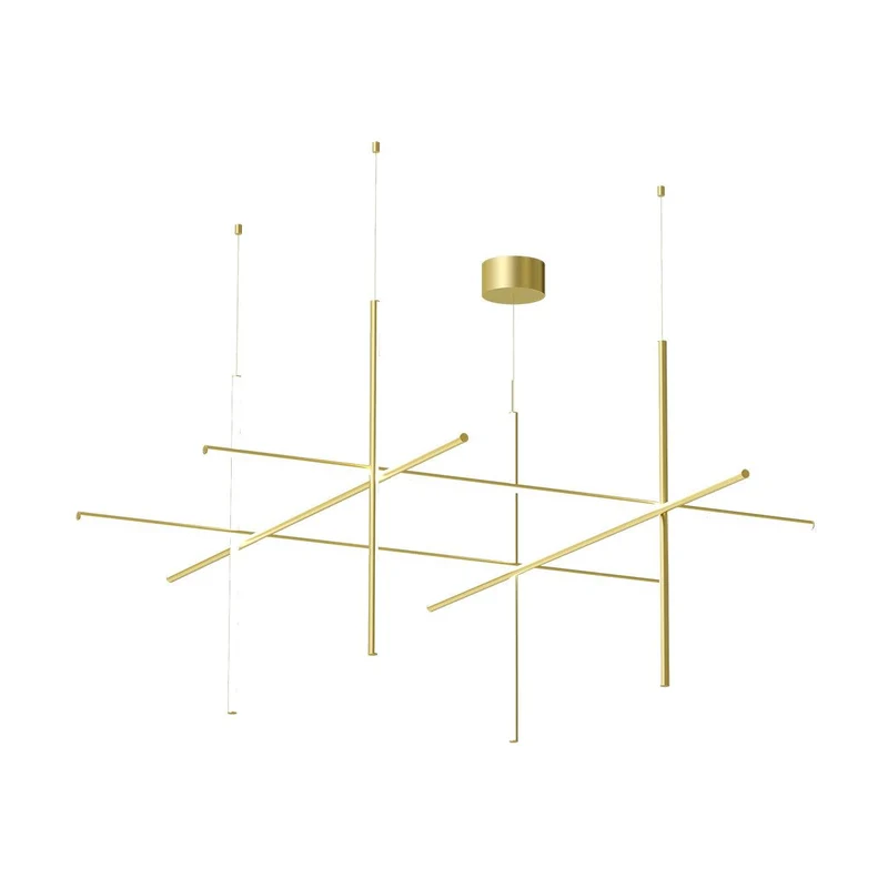 Gridline Kroonluchter LED Aluminium Goud Zwart Woonkamer Eetkamer 3000K 4000K 6000K Modulair Lijnarmatuur Plafondlamp | Sansoti