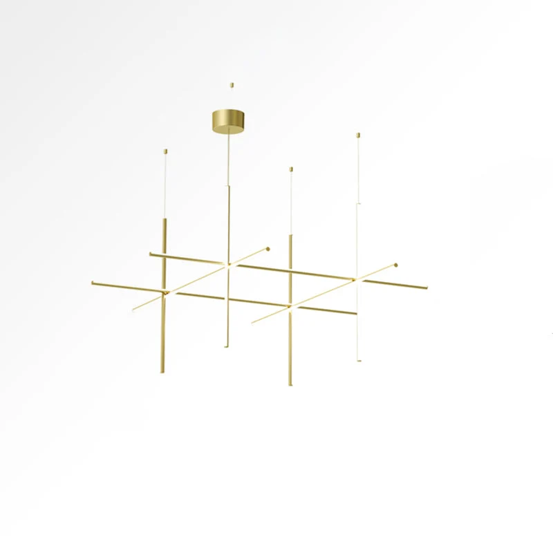 Gridline Kroonluchter LED Aluminium Goud Zwart Woonkamer Eetkamer 3000K 4000K 6000K Modulair Lijnarmatuur Plafondlamp | Sansoti