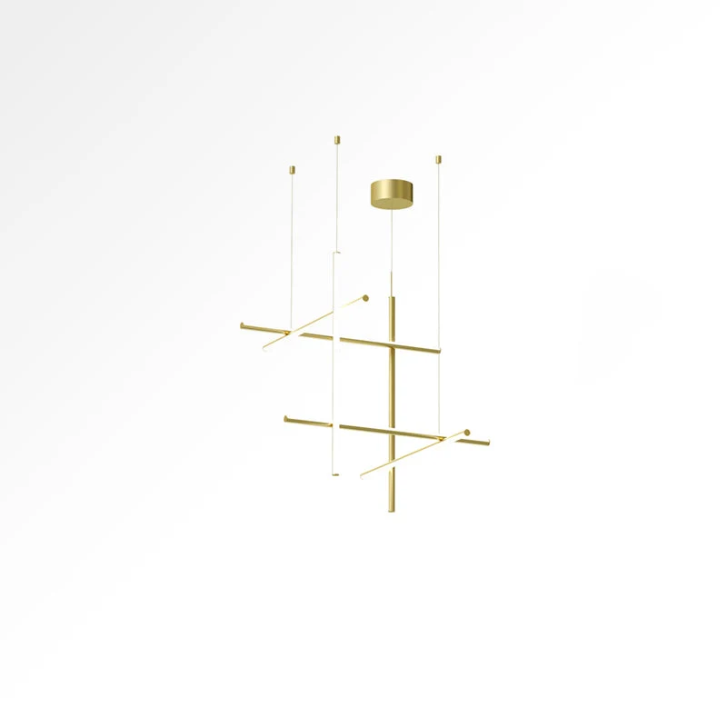 Gridline Kroonluchter LED Aluminium Goud Zwart Woonkamer Eetkamer 3000K 4000K 6000K Modulair Lijnarmatuur Plafondlamp | Sansoti