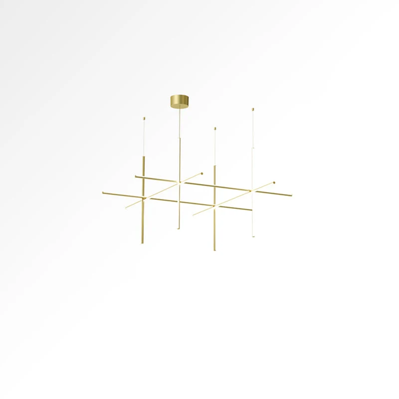 Gridline Kroonluchter LED Aluminium Goud Zwart Woonkamer Eetkamer 3000K 4000K 6000K Modulair Lijnarmatuur Plafondlamp | Sansoti