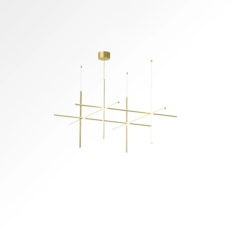 Gridline Kroonluchter LED Aluminium Goud Zwart Woonkamer Eetkamer 3000K 4000K 6000K Modulair Lijnarmatuur Plafondlamp | Sansoti