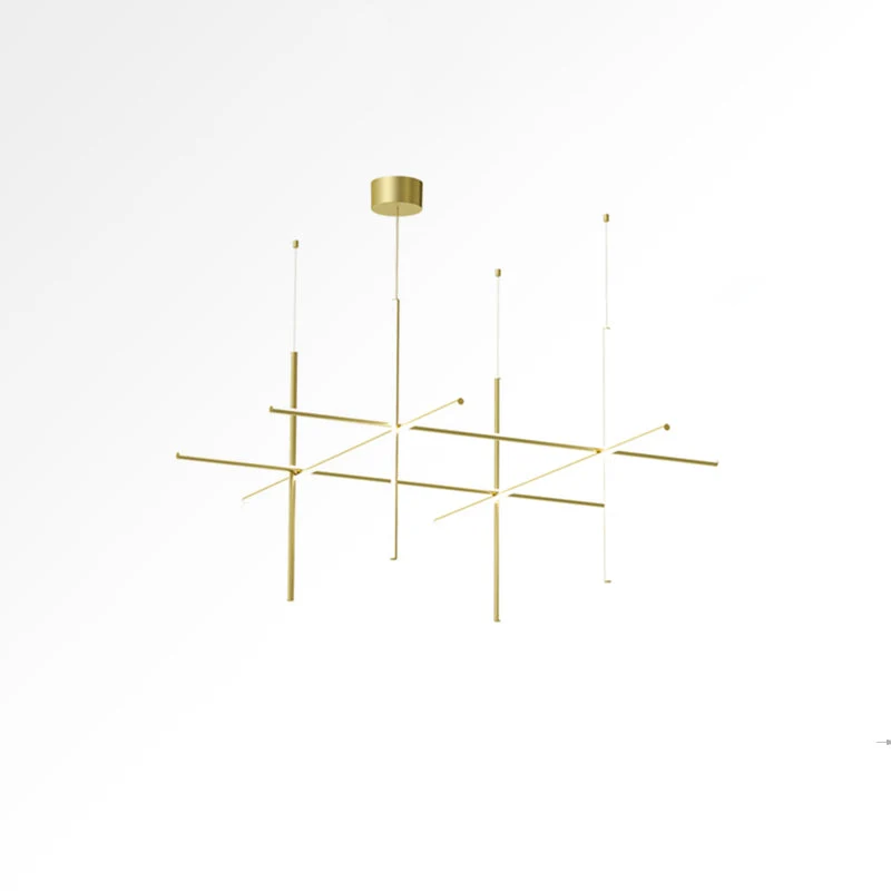 Gridline Kroonluchter LED Aluminium Goud Zwart Woonkamer Eetkamer 3000K 4000K 6000K Modulair Lijnarmatuur Plafondlamp | Sansoti