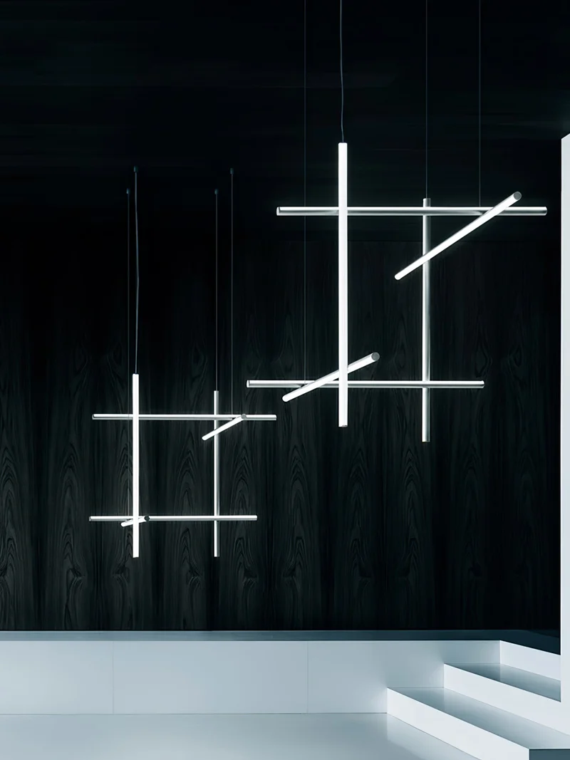 Gridline Kroonluchter LED Aluminium Goud Zwart Woonkamer Eetkamer 3000K 4000K 6000K Modulair Lijnarmatuur Plafondlamp | Sansoti