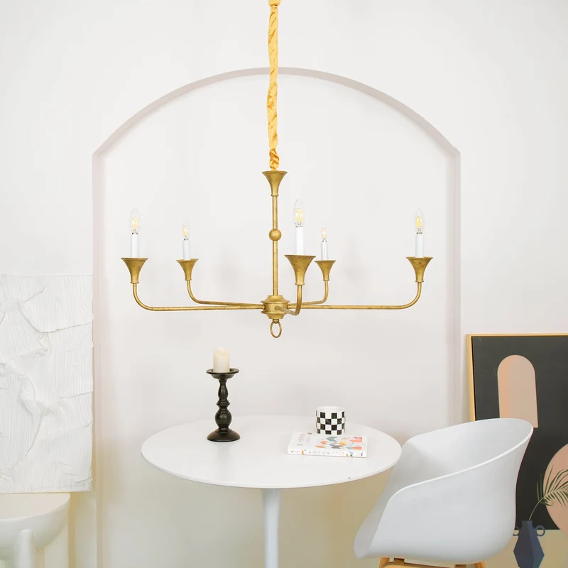 Kaarslamp Kroonluchter Messing Metaal Goud Zwart Wit Nikkel Woonkamer Eetkamer 5 6 Armen Hanglamp Vintage Kaarsenkroonluchter | Sansoti