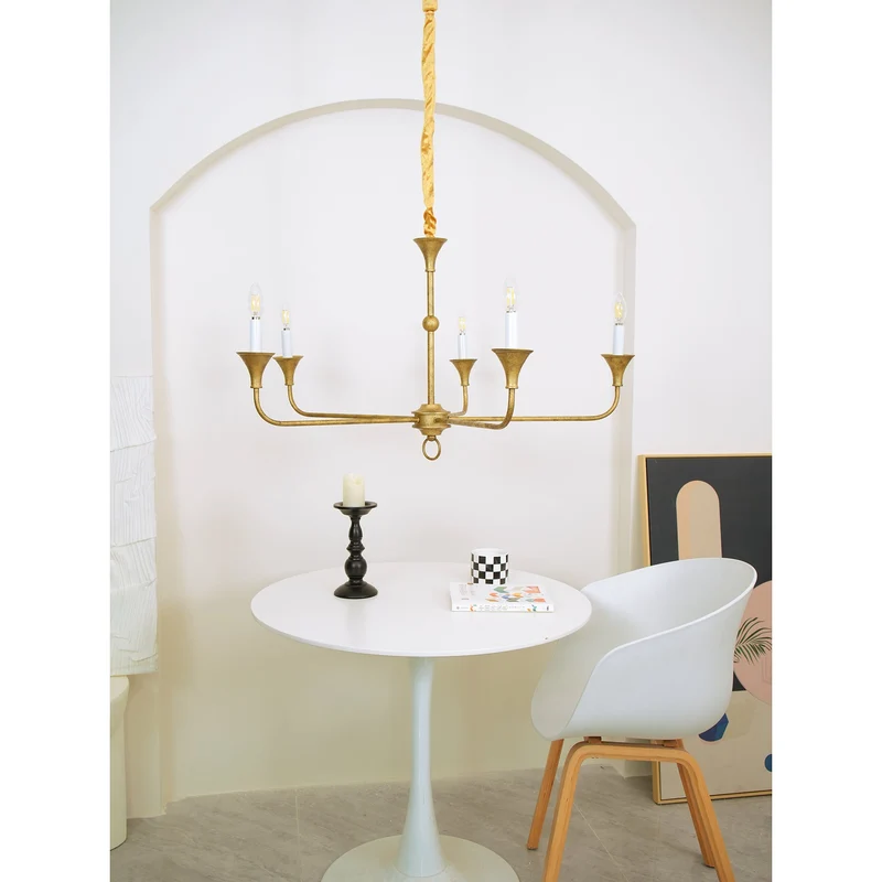 Kaarslamp Kroonluchter Messing Metaal Goud Zwart Wit Nikkel Woonkamer Eetkamer 5 6 Armen Hanglamp Vintage Kaarsenkroonluchter | Sansoti