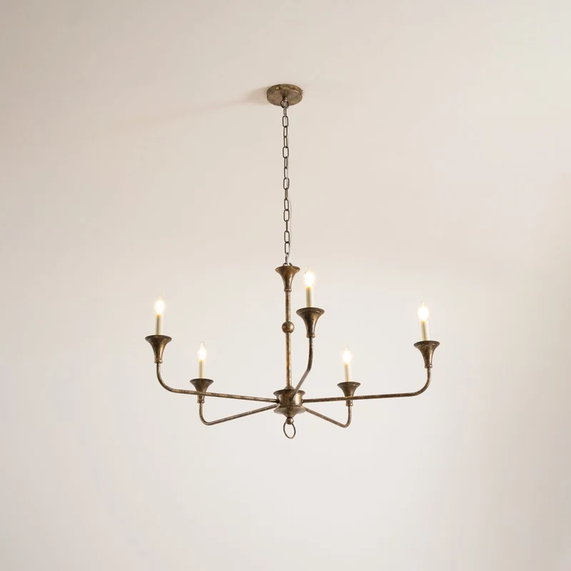 Kaarslamp Kroonluchter Messing Metaal Goud Zwart Wit Nikkel Woonkamer Eetkamer 5 6 Armen Hanglamp Vintage Kaarsenkroonluchter | Sansoti