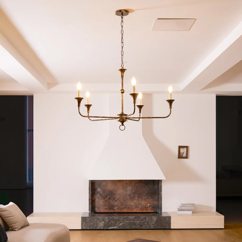 Kaarslamp Kroonluchter Messing Metaal Goud Zwart Wit Nikkel Woonkamer Eetkamer 5 6 Armen Hanglamp Vintage Kaarsenkroonluchter | Sansoti