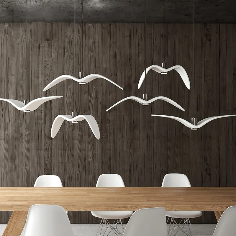 Hanglamp LED Vogeldesign Resin Aluminium Wit Zwart 3000K 4000K 6000K Woonkamer Pendellamp Minimalistisch Organisch Plafondlamp | Sansoti