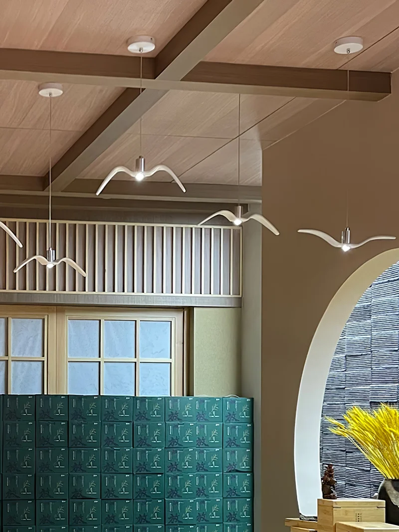 Hanglamp LED Vogeldesign Resin Aluminium Wit Zwart 3000K 4000K 6000K Woonkamer Pendellamp Minimalistisch Organisch Plafondlamp | Sansoti