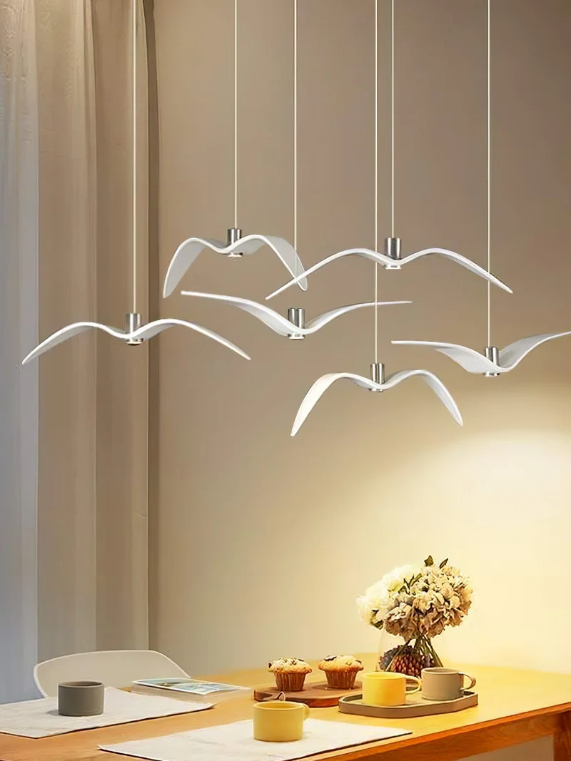Hanglamp LED Vogeldesign Resin Aluminium Wit Zwart 3000K 4000K 6000K Woonkamer Pendellamp Minimalistisch Organisch Plafondlamp | Sansoti