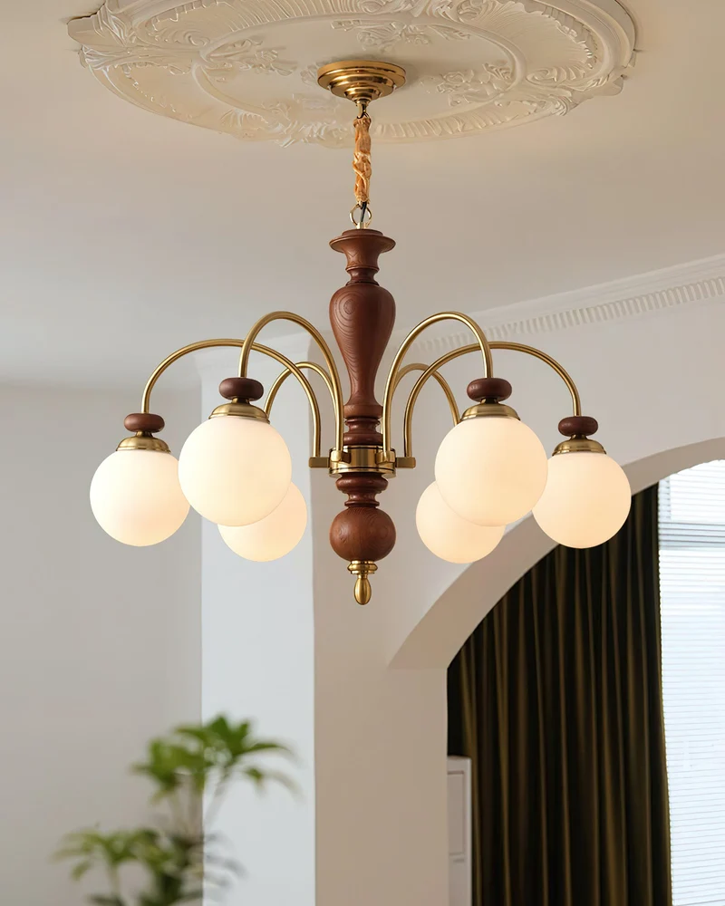 Hanglamp Industrieel 8 Armen Walnootkleur Goud Woonkamer Eetkamer Spinlamp Vintage Pendellamp Plafondlamp Verstelbaar | Sansoti