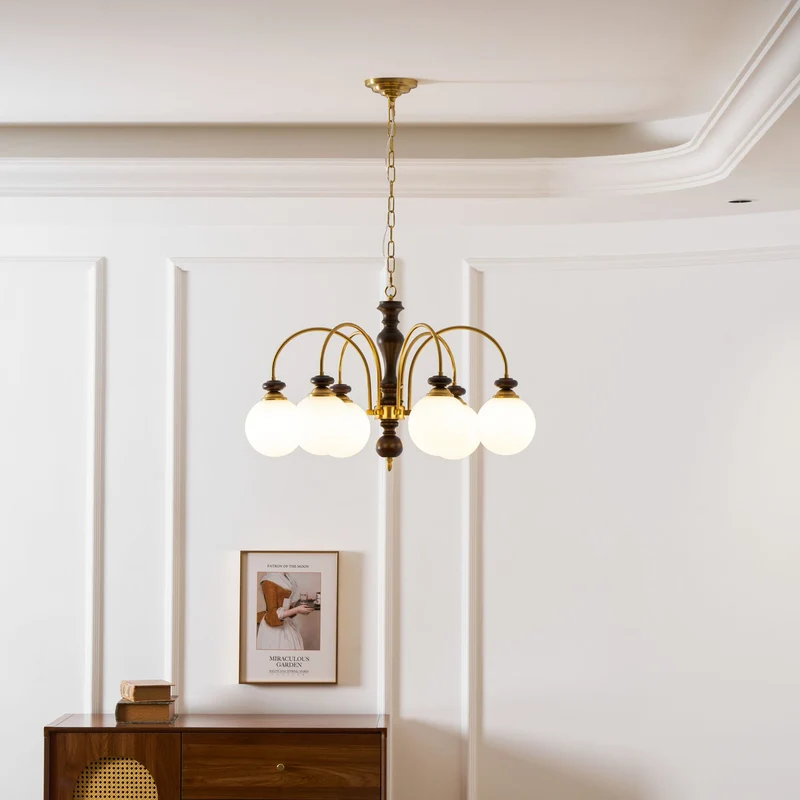 Hanglamp Industrieel 8 Armen Walnootkleur Goud Woonkamer Eetkamer Spinlamp Vintage Pendellamp Plafondlamp Verstelbaar | Sansoti