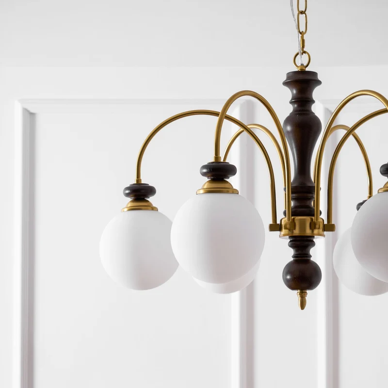 Hanglamp Industrieel 8 Armen Walnootkleur Goud Woonkamer Eetkamer Spinlamp Vintage Pendellamp Plafondlamp Verstelbaar | Sansoti
