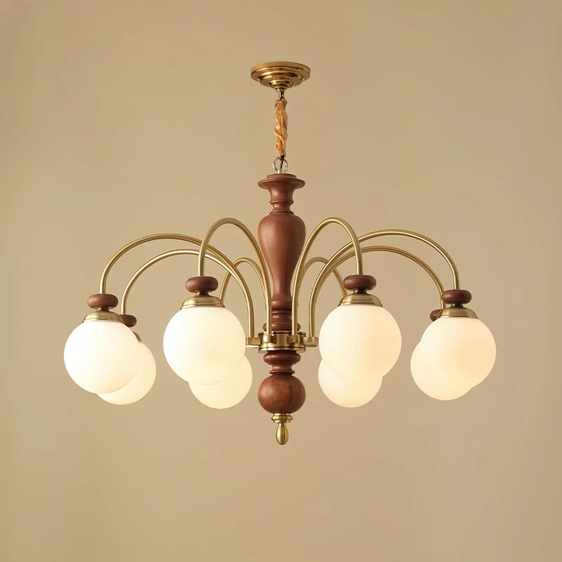 Hanglamp Industrieel 8 Armen Walnootkleur Goud Woonkamer Eetkamer Spinlamp Vintage Pendellamp Plafondlamp Verstelbaar | Sansoti