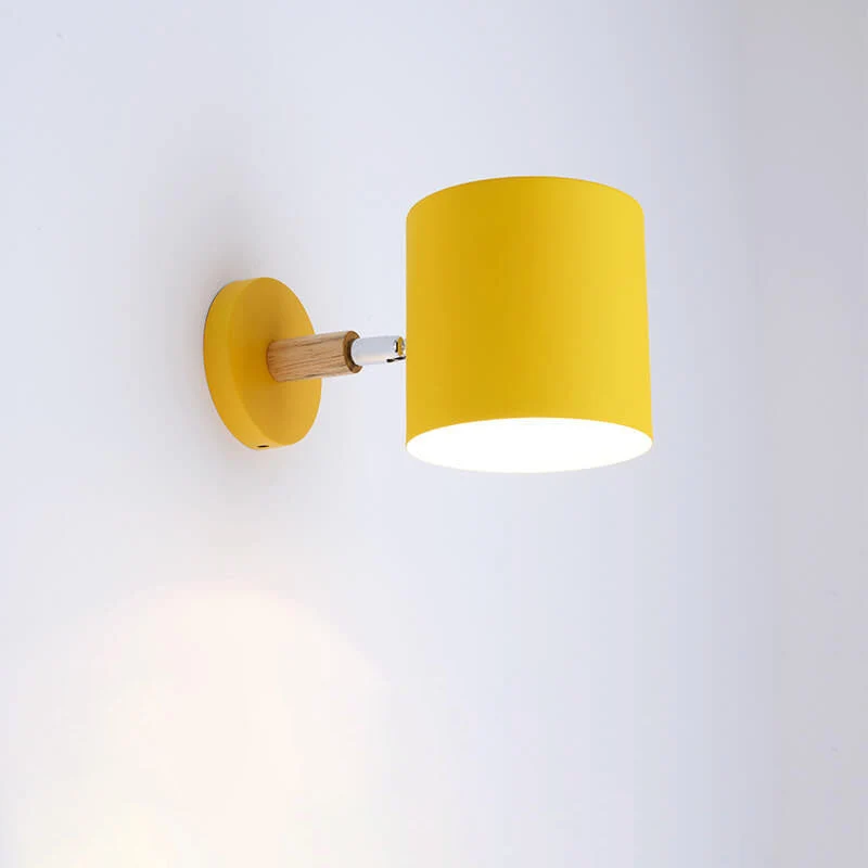 Wandlamp Metaal Hout Verstelbaar Slaapkamer Woonkamer Scandinavisch Macaronkleur E27 Bedlamp Muurlamp | Sansoti