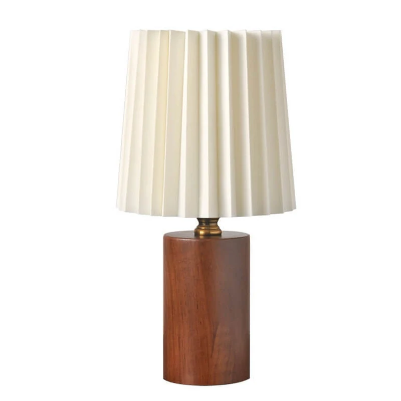 Tafellamp Geplooide Kap Hout Stof 31cm Slaapkamer Woonkamer Nachtkastlamp Bureaulamp Scandinavisch Japandi Retro USB E26 | Sansoti