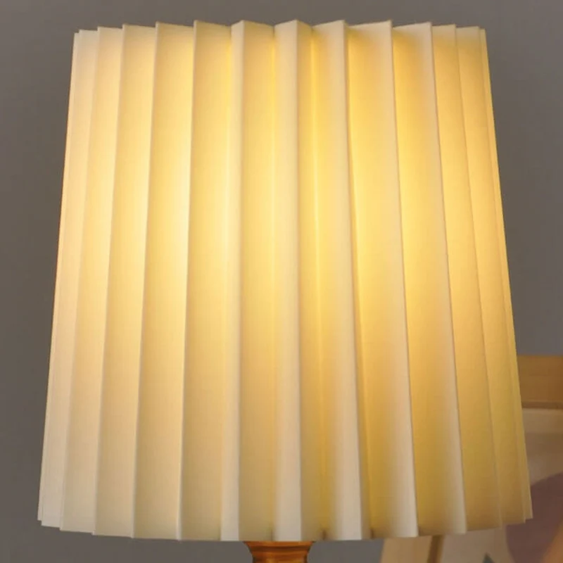 Tafellamp Geplooide Kap Hout Stof 31cm Slaapkamer Woonkamer Nachtkastlamp Bureaulamp Scandinavisch Japandi Retro USB E26 | Sansoti