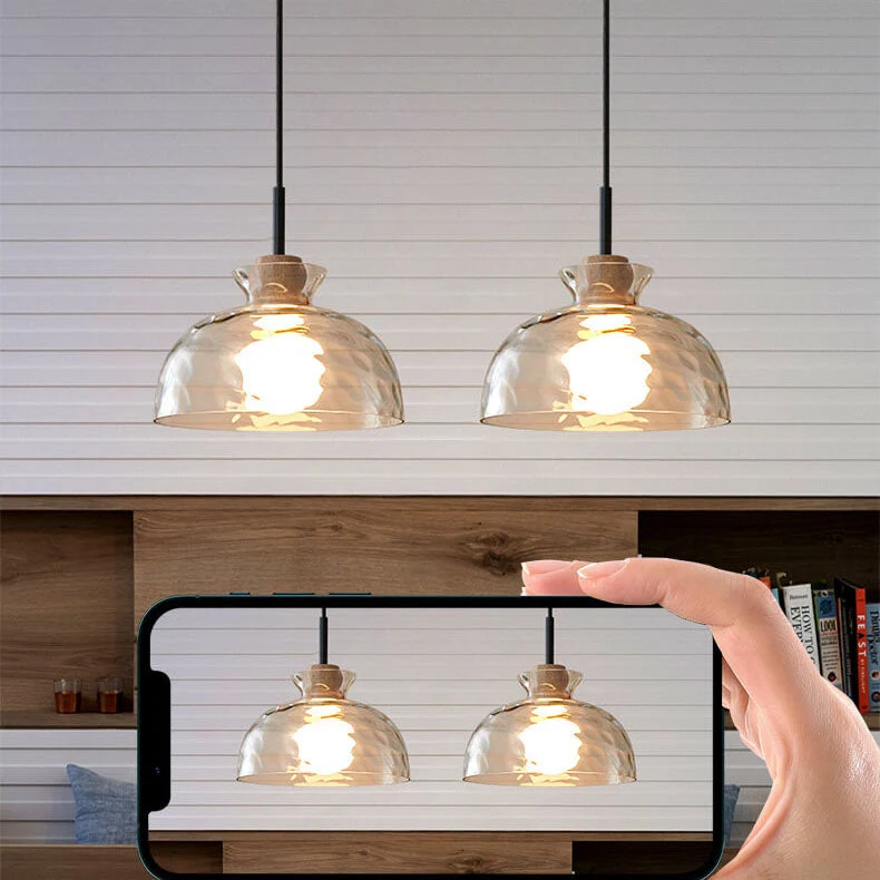 Hanglamp Glas Hout Transparant E26 Woonkamer Slaapkamer Eetkamer Pendellamp Glazen Kap Bell Cone Bowl Industrieel Retro | Sansoti