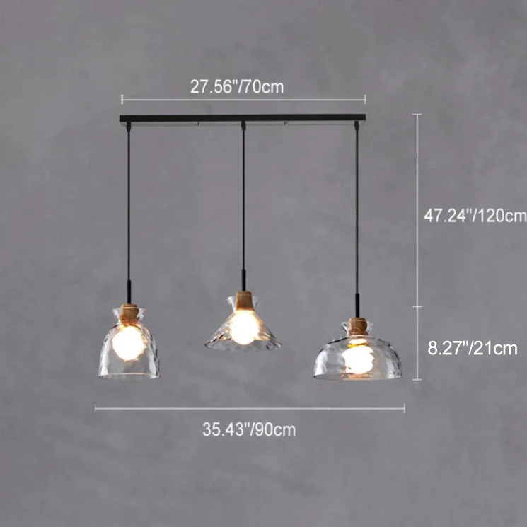 Hanglamp Glas Hout Transparant E26 Woonkamer Slaapkamer Eetkamer Pendellamp Glazen Kap Bell Cone Bowl Industrieel Retro | Sansoti